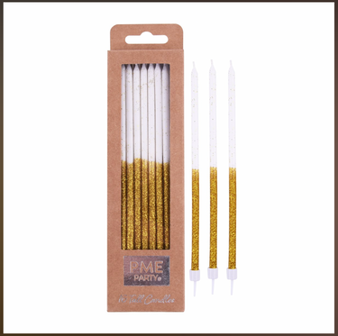 Vela Glitter Dourada PME - Pack 16 unidades